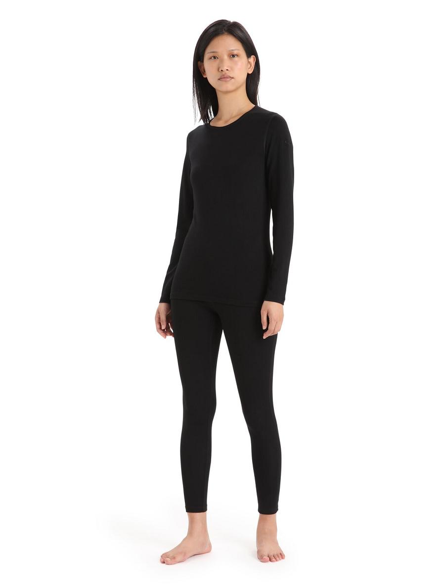 Black Women's Icebreaker Merino 260 Tech Long Sleeve Crewe Thermal Top One Piece & Sets | USA 1762CTVE